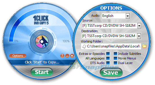 screenshot of 1Click DVD Copy