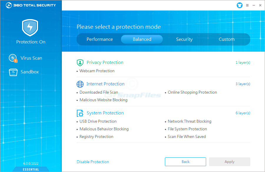 screenshot of 360 Total Security Essential
