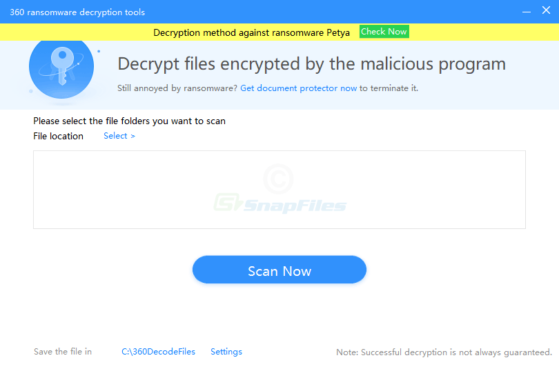 screen capture of 360 Ransomware Decryption Tools