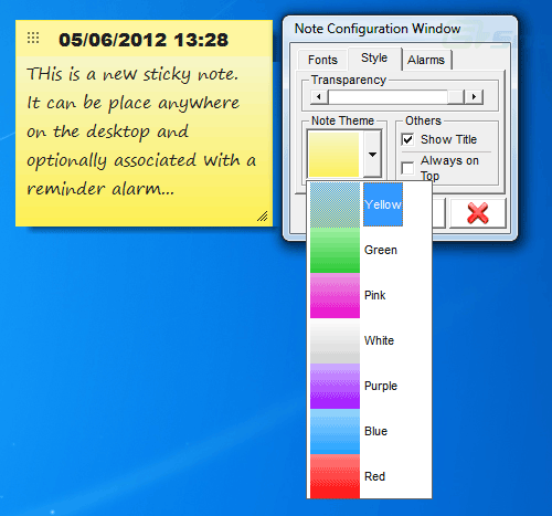 screen capture of 7 Sticky Notes