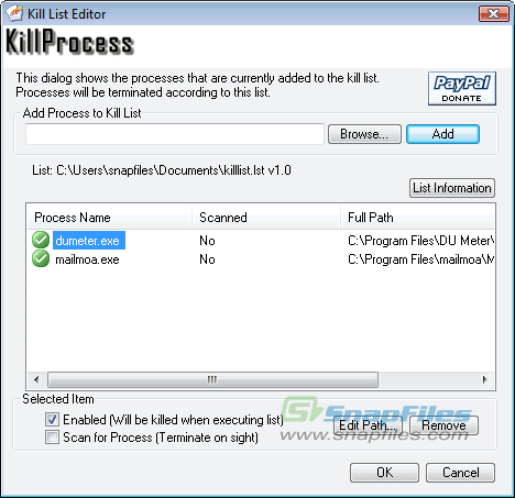screenshot of KillProcess