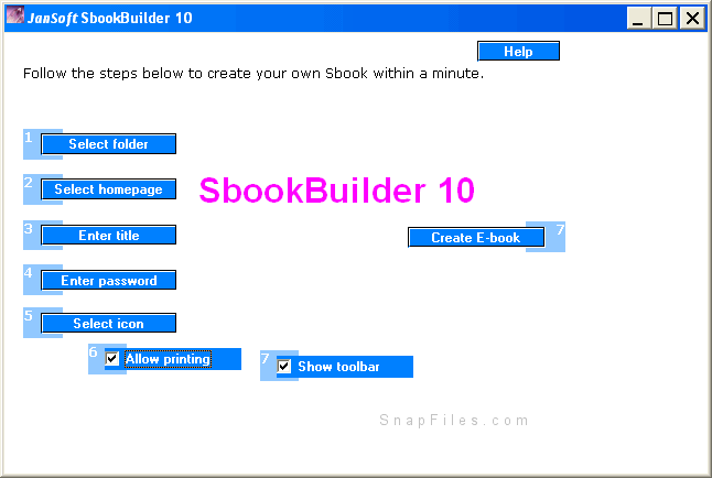 screen capture of SbookBuilder