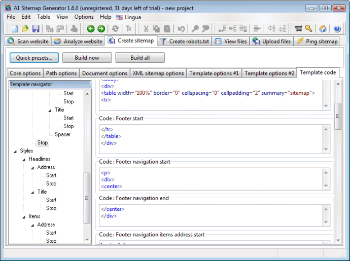 screenshot of A1 Sitemap Generator