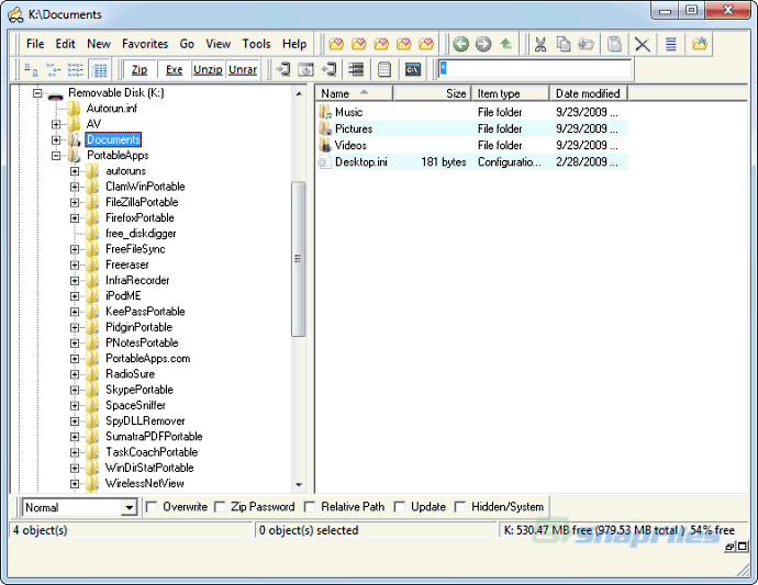 screen capture of A43 File Management Utility