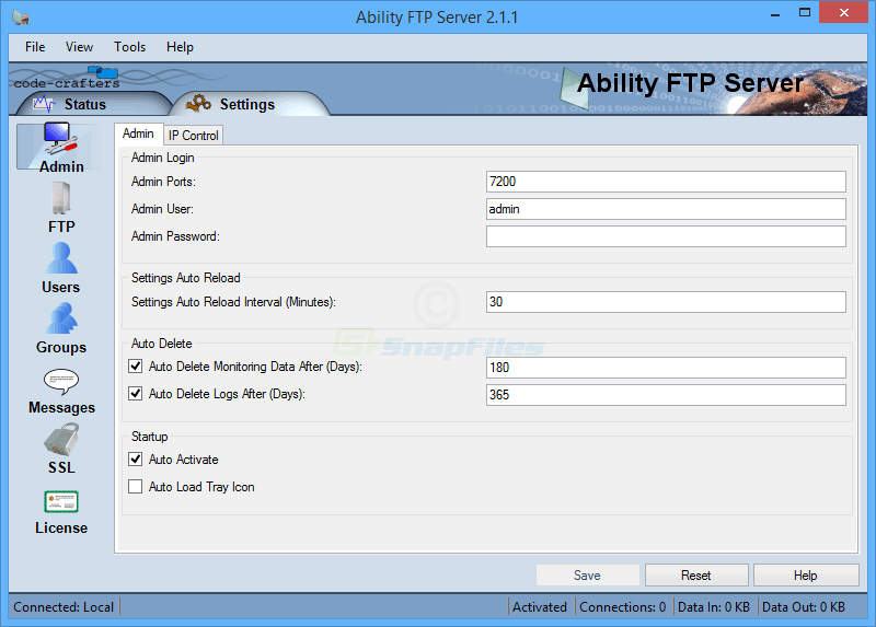 screenshot of Ability FTP Server