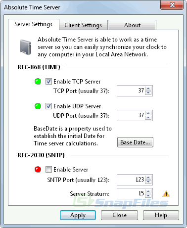 screen capture of Absolute Time Server