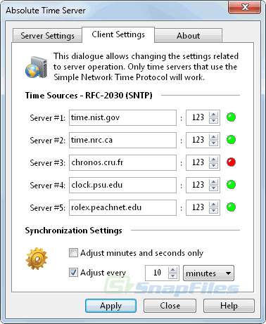 screenshot of Absolute Time Server