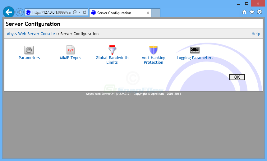 screenshot of Abyss Web Server X1