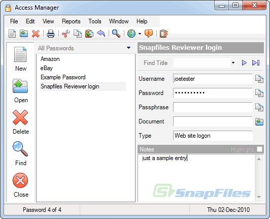 screen capture of Access Manager