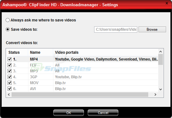screenshot of Ashampoo ClipFinder HD