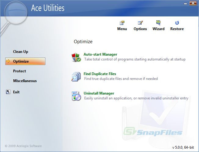 screenshot of Ace Utilities