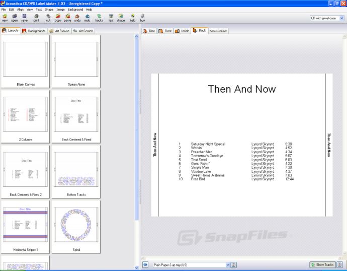 screenshot of Acoustica CD/DVD Label Maker