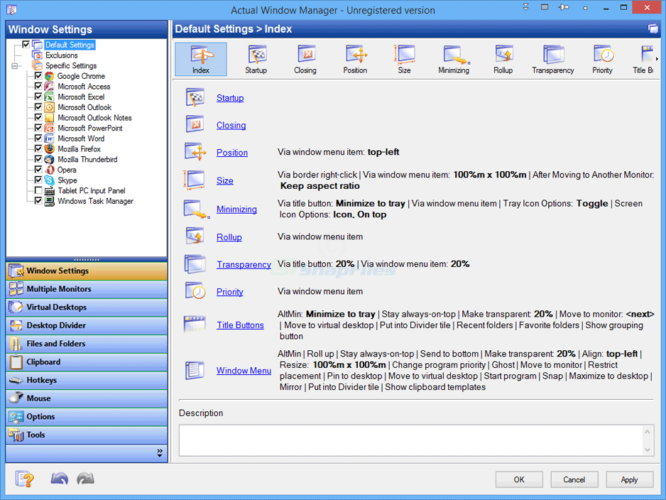 screen capture of Actual Window Manager