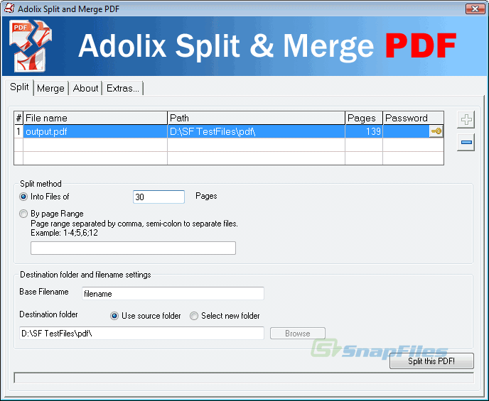 screenshot of Adolix Split and Merge PDF