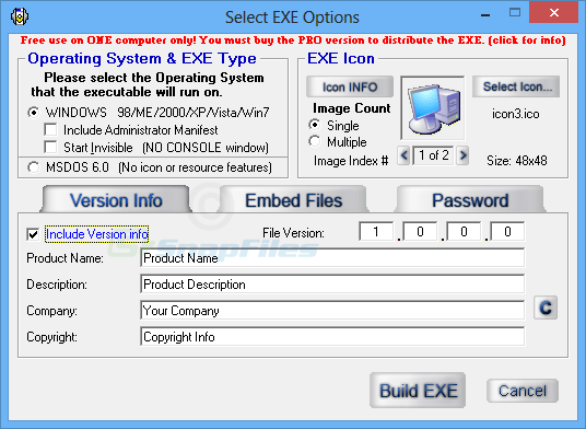 screenshot of Advanced BAT to EXE Converter