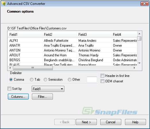 screenshot of Advanced CSV Converter