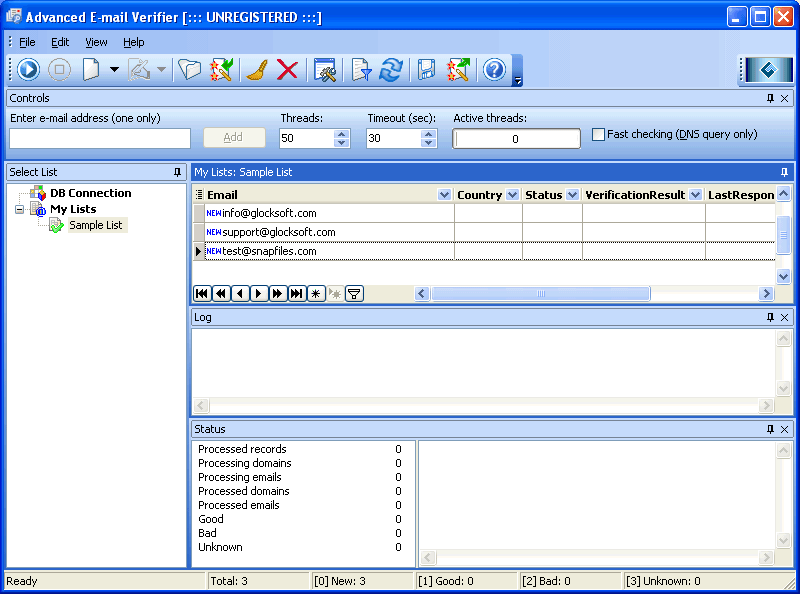 screen capture of Advanced Email Verifier