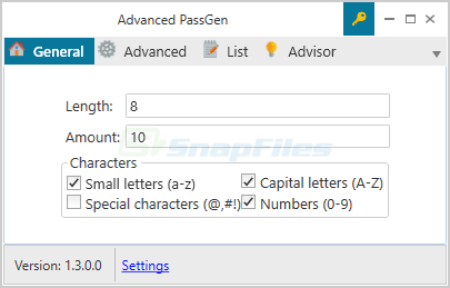 screenshot of Advanced PassGen