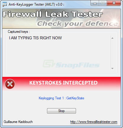 screen capture of Anti-Keylogger Tester (AKLT)