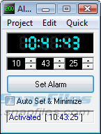 screen capture of Alarm