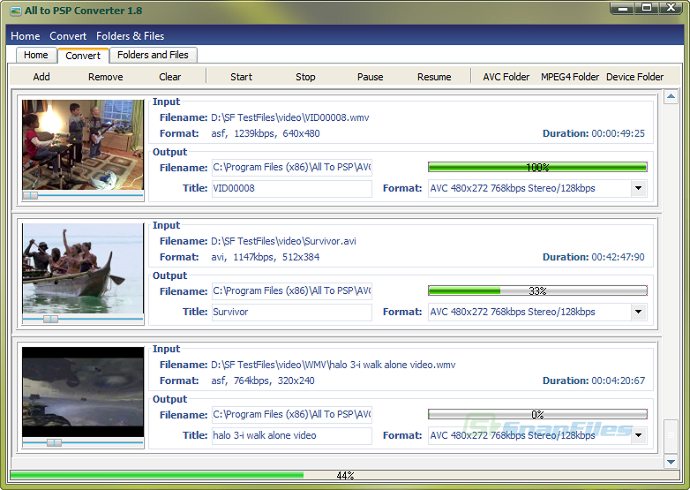 screen capture of All to PSP Converter