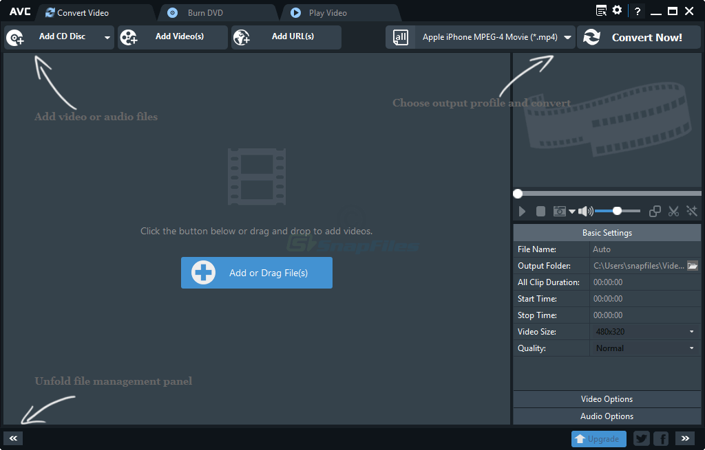 screen capture of Any Video Converter Free