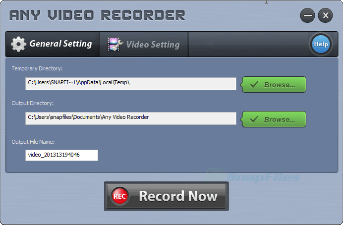 screen capture of Any Video Recorder