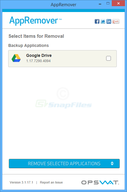 screenshot of OPSWAT AppRemover