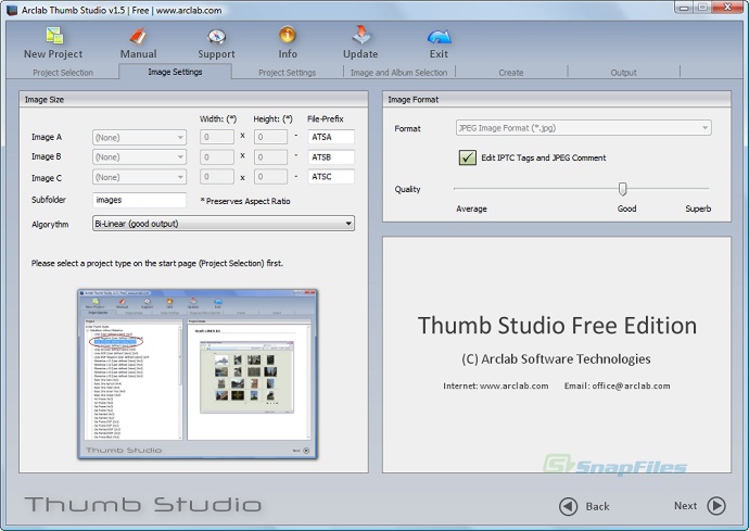 screenshot of Arclab Thumb Studio