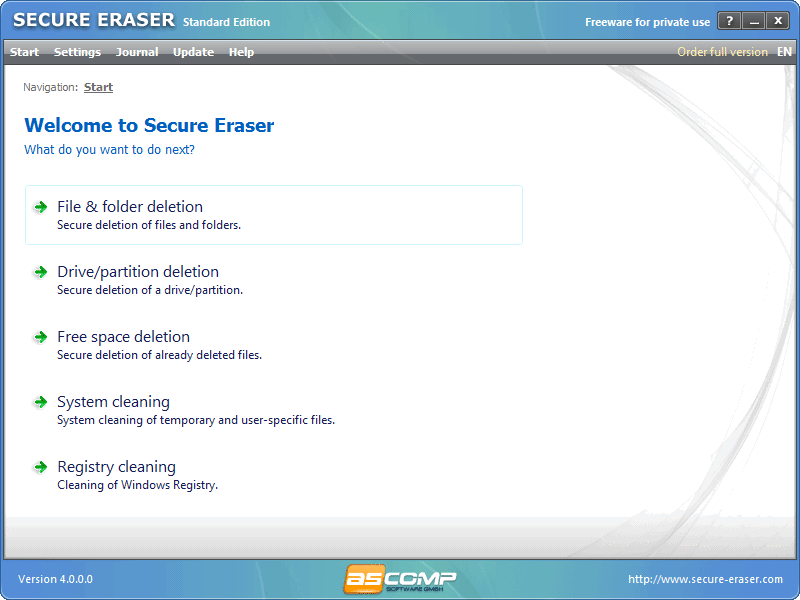 screenshot of Secure Eraser