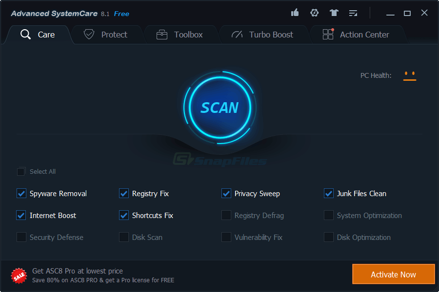 screen capture of Advanced SystemCare Free
