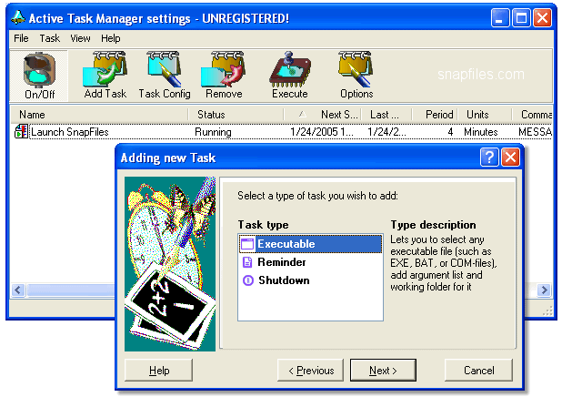screen capture of Active Task Manager