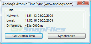 screenshot of AnalogX Atomic TimeSync