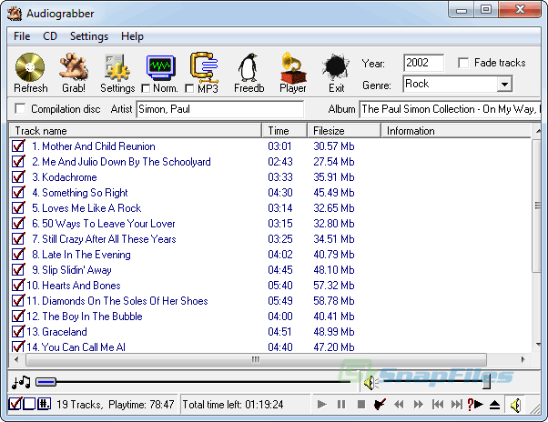 screen capture of AudioGrabber