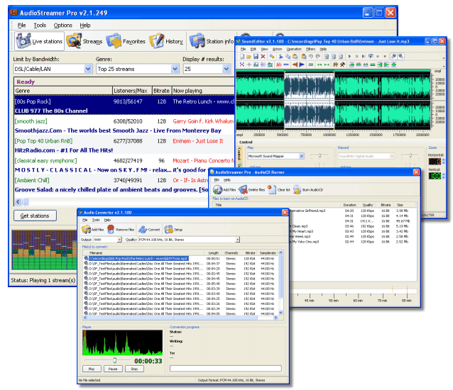 screen capture of AudioStreamer Pro
