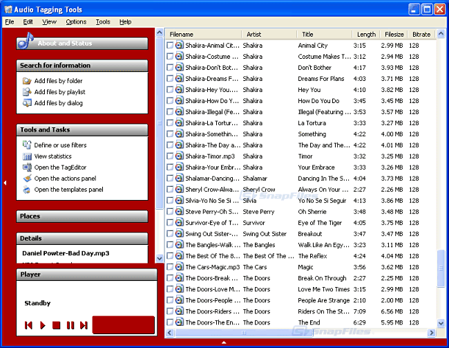 screen capture of Audio Tagging Tools