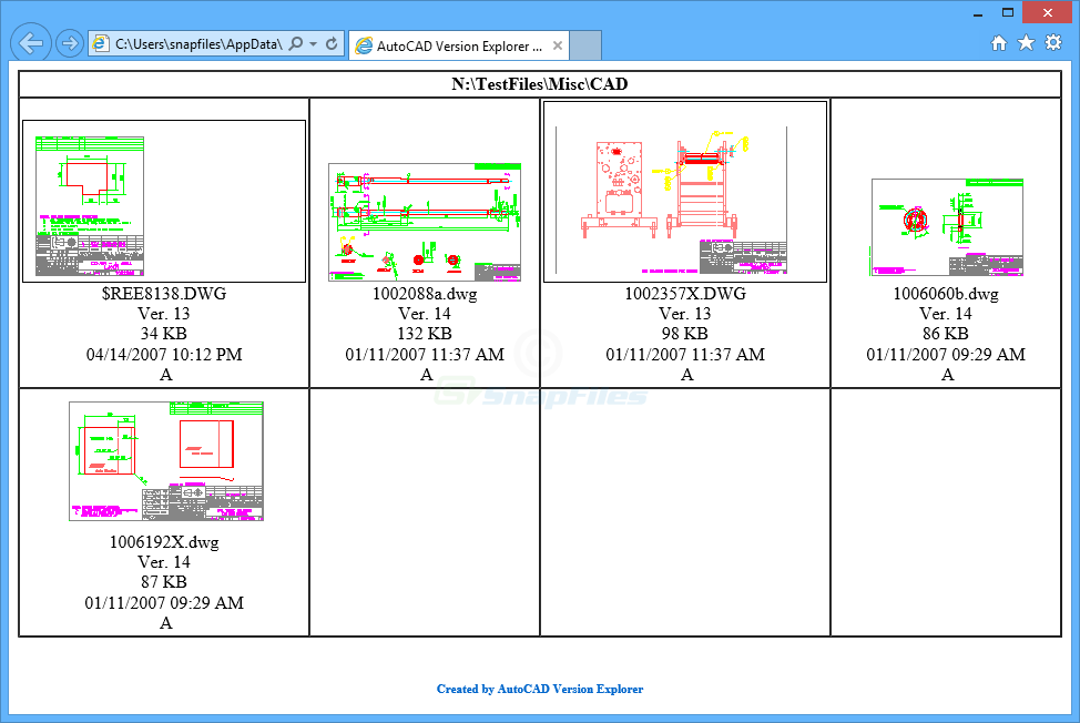screenshot of AutoCAD Version Explorer