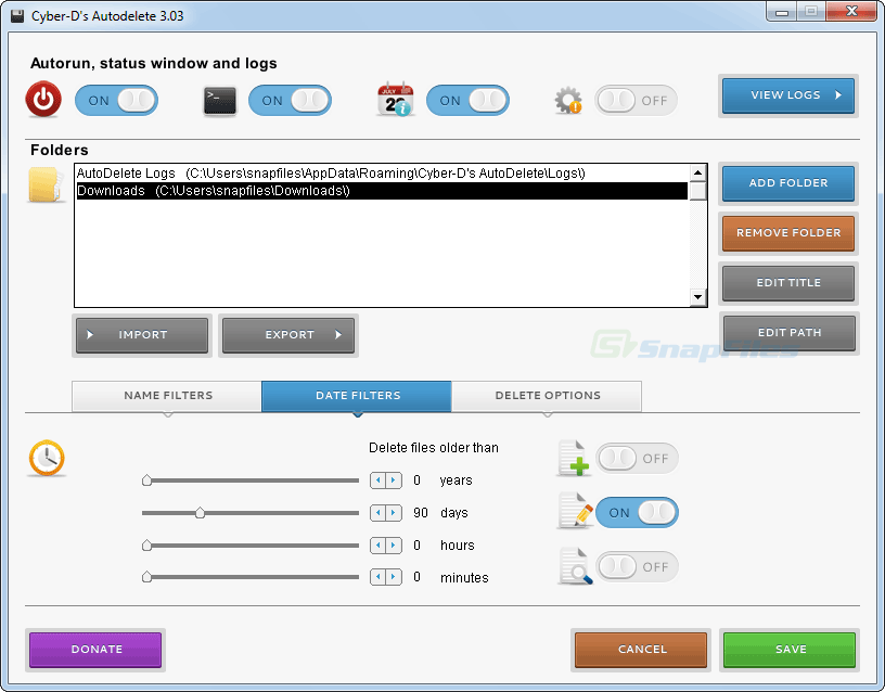 screen capture of Cyber-D Autodelete