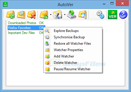screen capture of AutoVer