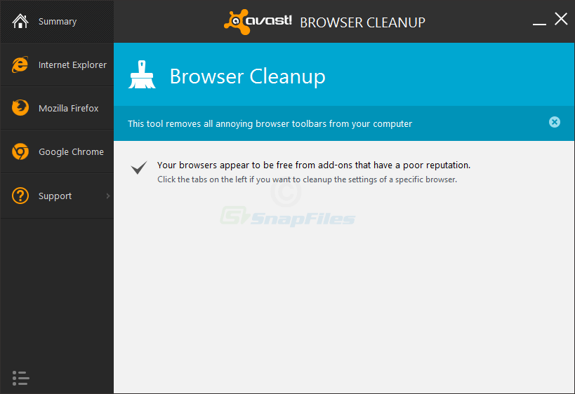 screen capture of Avast Browser Cleanup Tool