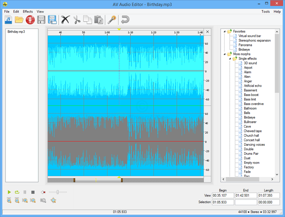 screen capture of AV Audio Editor