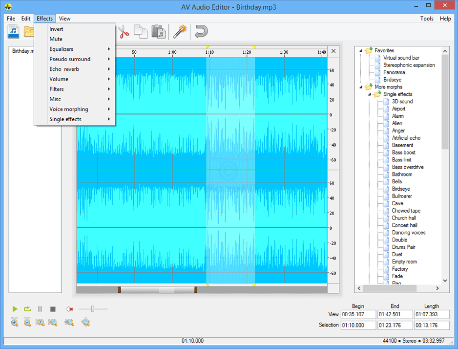 screenshot of AV Audio Editor
