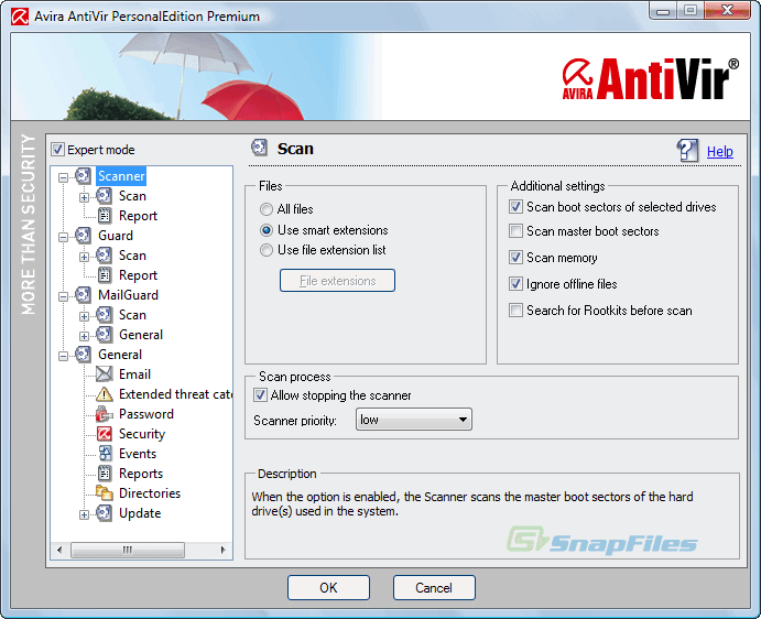 screen capture of Avira AntiVir Premium