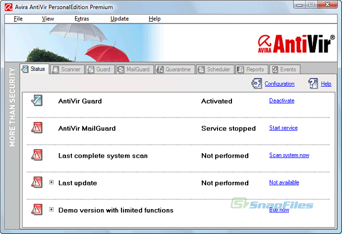 screenshot of Avira AntiVir Premium