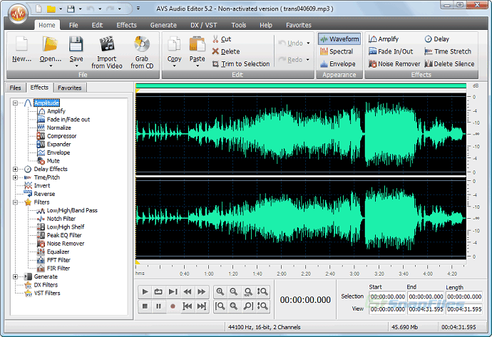 screen capture of AVS Audio Editor