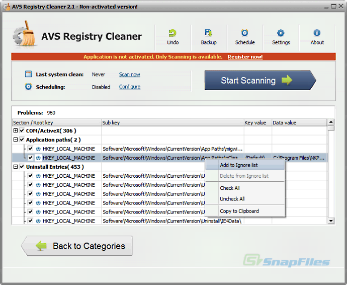 screenshot of AVS Registry Cleaner