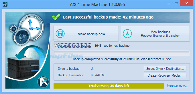 screen capture of AX64 Time Machine