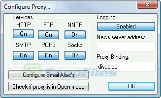 screen capture of AnalogX Proxy