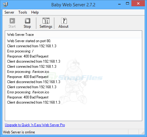 screen capture of Baby Web Server