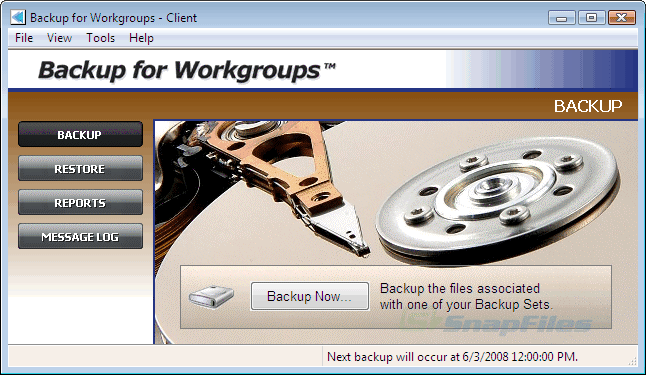 screen capture of Backup for Workgroups